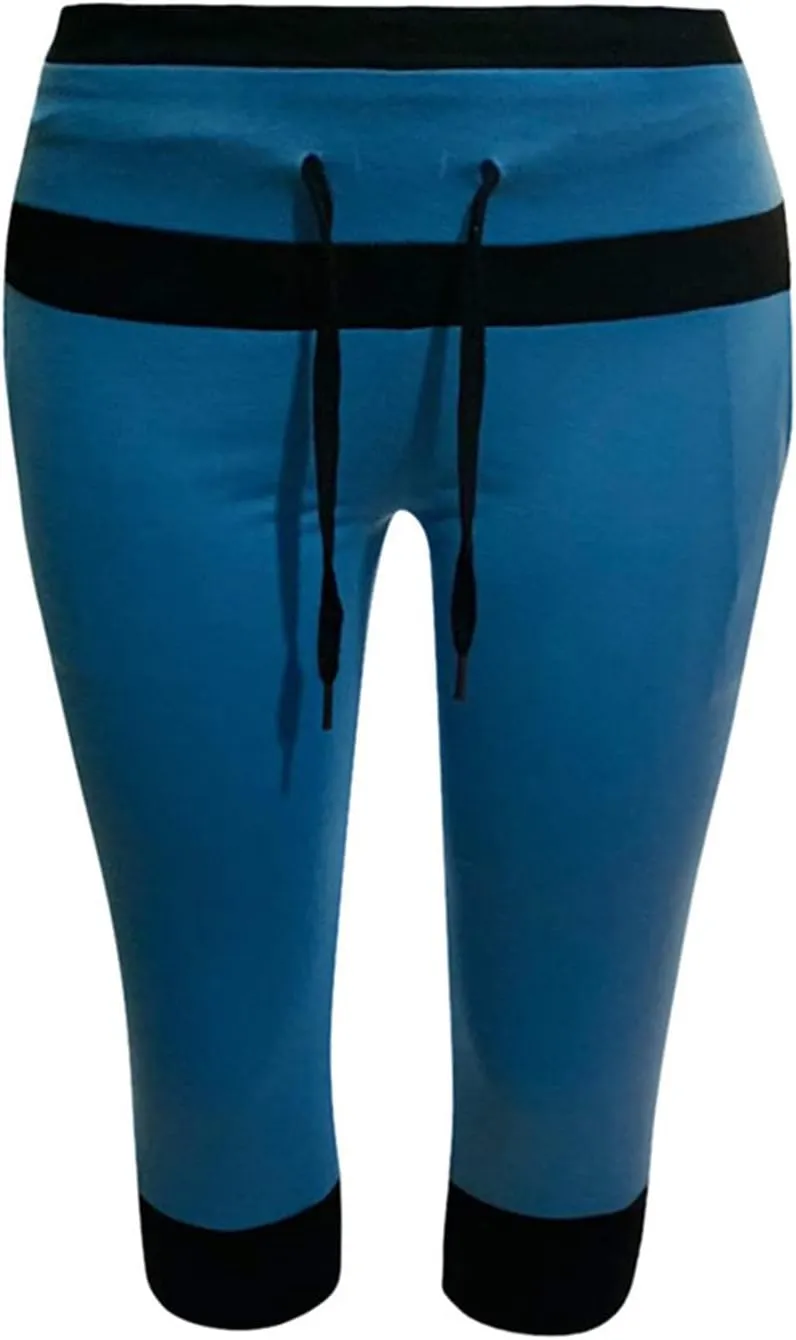 Capri Pants for Women Stretch Drawstring Low Rise Jogger Pants Comfy Soft Lounge Cropped Yoga Pants with Pockets