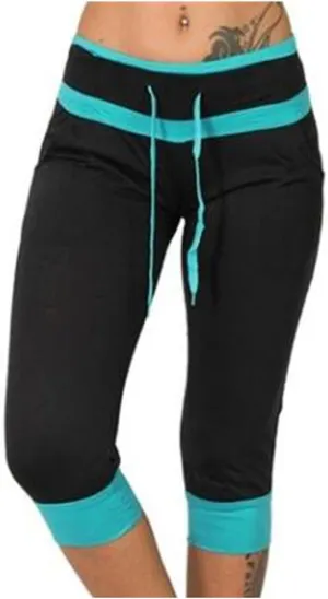 Capri Pants for Women Stretch Drawstring Low Rise Jogger Pants Comfy Soft Lounge Cropped Yoga Pants with Pockets