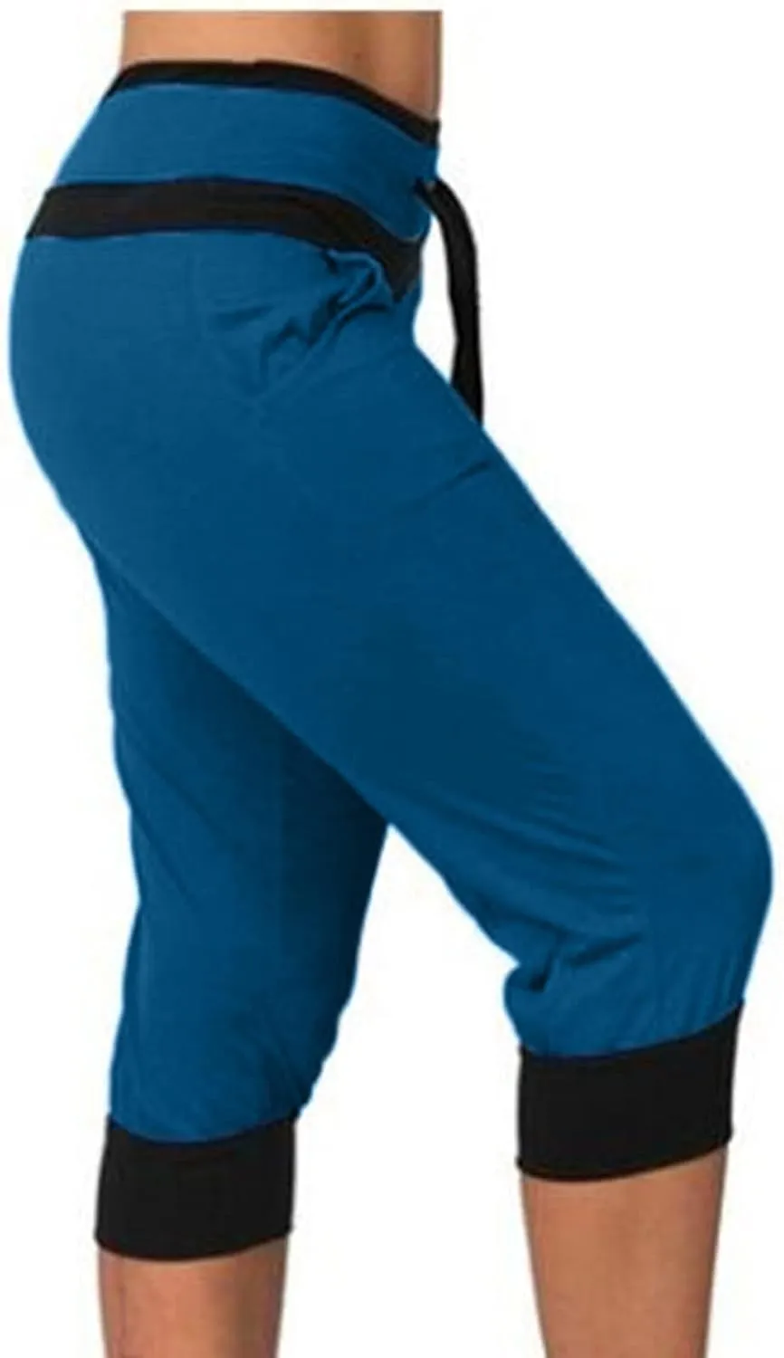 Capri Pants for Women Stretch Drawstring Low Rise Jogger Pants Comfy Soft Lounge Cropped Yoga Pants with Pockets