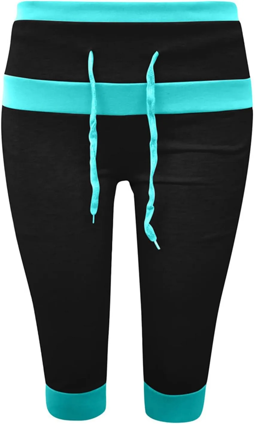 Capri Pants for Women Stretch Drawstring Low Rise Jogger Pants Comfy Soft Lounge Cropped Yoga Pants with Pockets