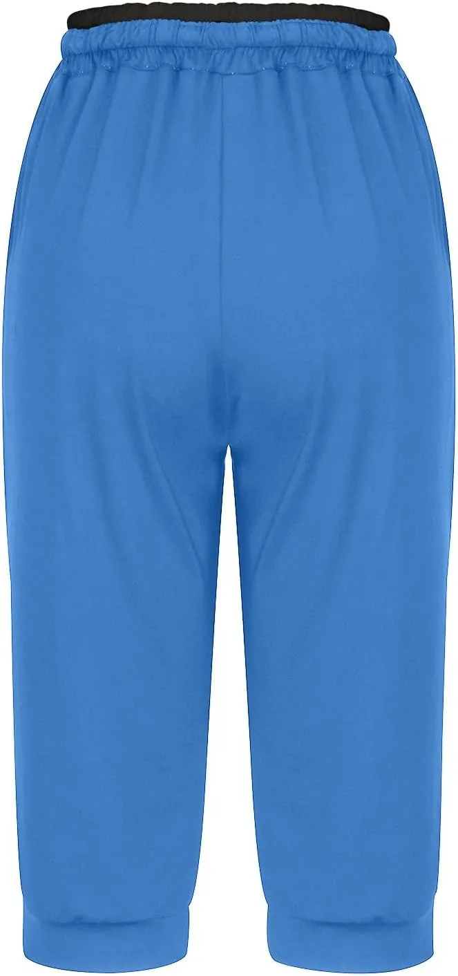 Capri Pants for Women Stretch Drawstring Low Rise Jogger Pants Comfy Soft Lounge Cropped Yoga Pants with Pockets