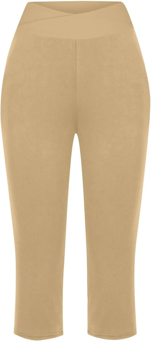 Capris Pants for Women High Waist Stretchy Comfy Pants Lightweight Breathable Smooth Soft Workout Trousers Outfit