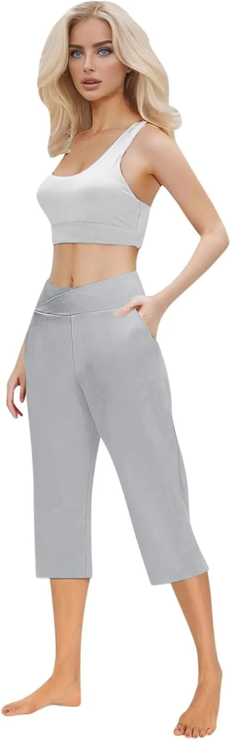 Capris Pants for Women High Waist Stretchy Comfy Pants Lightweight Breathable Smooth Soft Workout Trousers Outfit