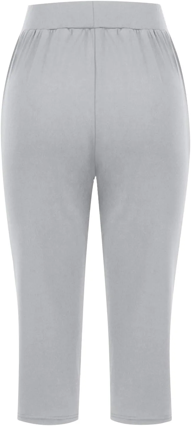 Capris Pants for Women High Waist Stretchy Comfy Pants Lightweight Breathable Smooth Soft Workout Trousers Outfit