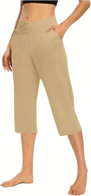 Capris Pants for Women High Waist Stretchy Comfy Pants Lightweight Breathable Smooth Soft Workout Trousers Outfit