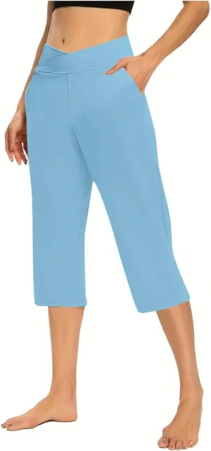 Capris Pants for Women High Waist Stretchy Comfy Pants Lightweight Breathable Smooth Soft Workout Trousers Outfit