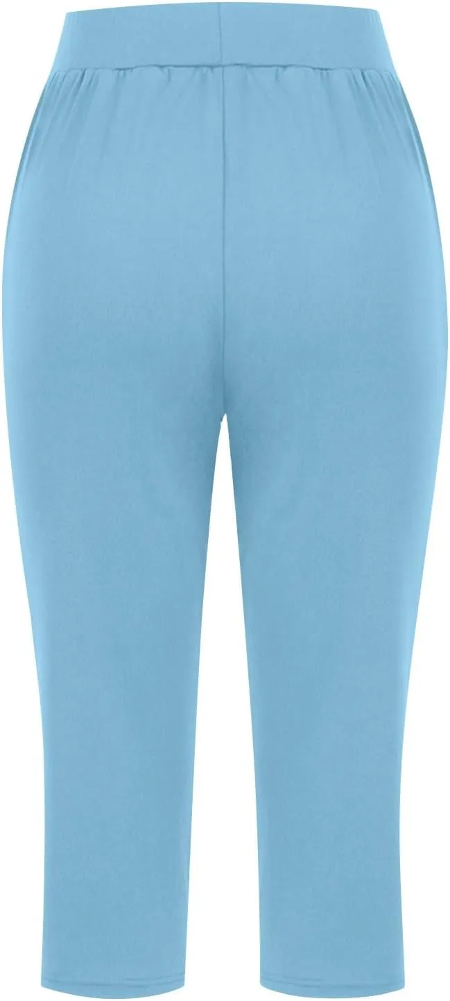 Capris Pants for Women High Waist Stretchy Comfy Pants Lightweight Breathable Smooth Soft Workout Trousers Outfit