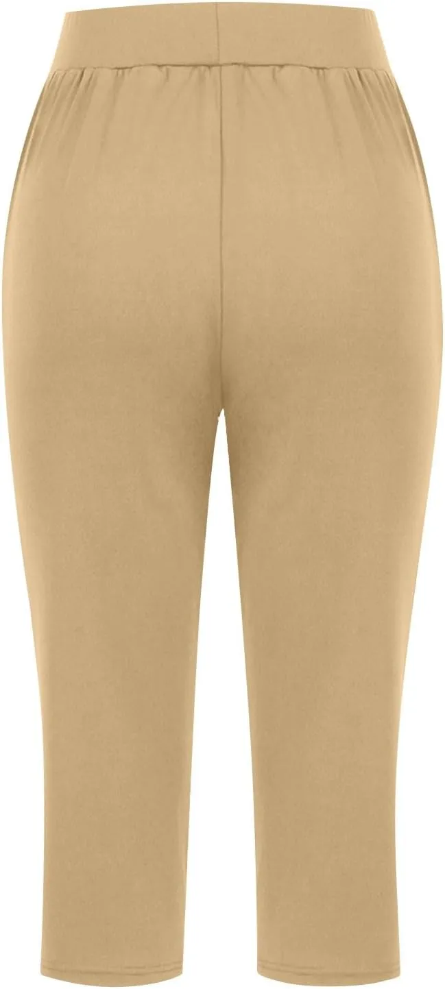 Capris Pants for Women High Waist Stretchy Comfy Pants Lightweight Breathable Smooth Soft Workout Trousers Outfit