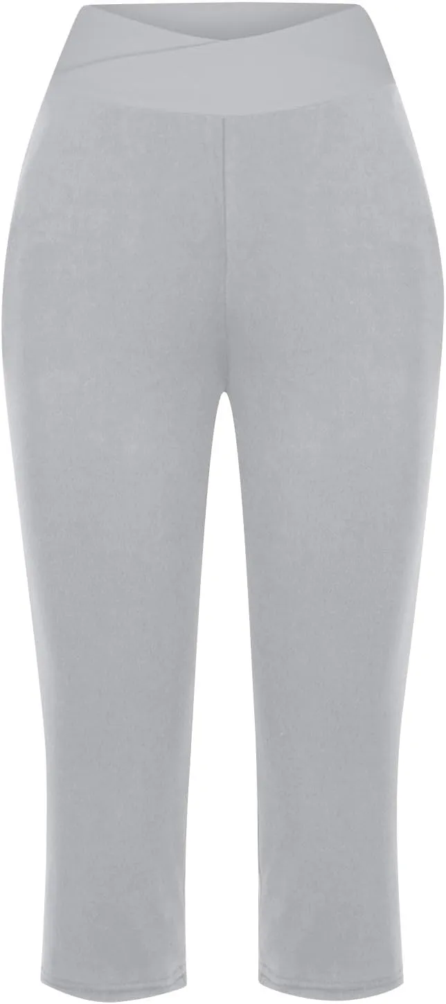 Capris Pants for Women High Waist Stretchy Comfy Pants Lightweight Breathable Smooth Soft Workout Trousers Outfit