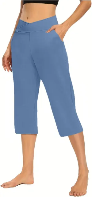 Capris Pants for Women High Waist Stretchy Comfy Pants Lightweight Breathable Smooth Soft Workout Trousers Outfit