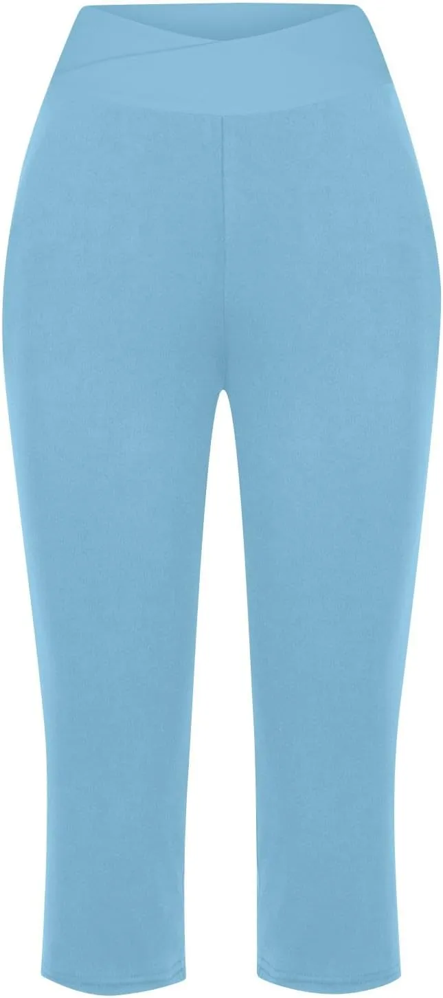 Capris Pants for Women High Waist Stretchy Comfy Pants Lightweight Breathable Smooth Soft Workout Trousers Outfit