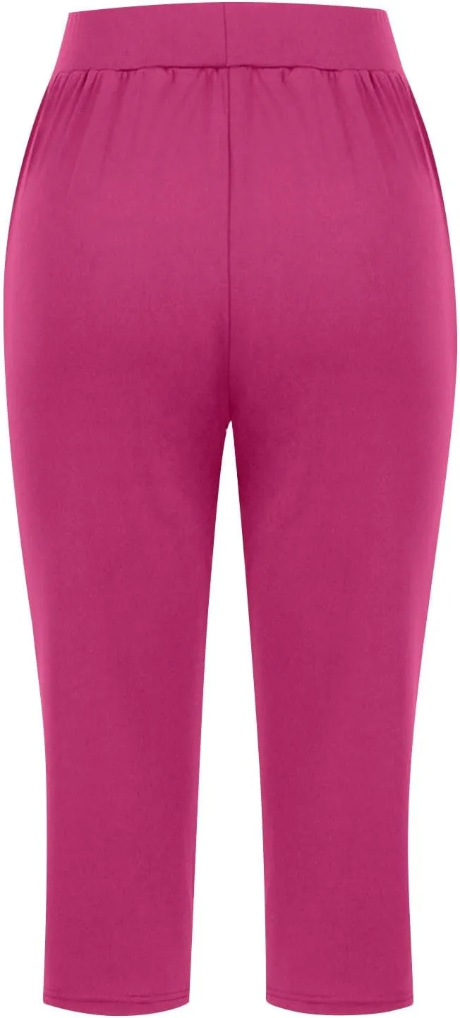Capris Pants for Women High Waist Stretchy Comfy Pants Lightweight Breathable Smooth Soft Workout Trousers Outfit