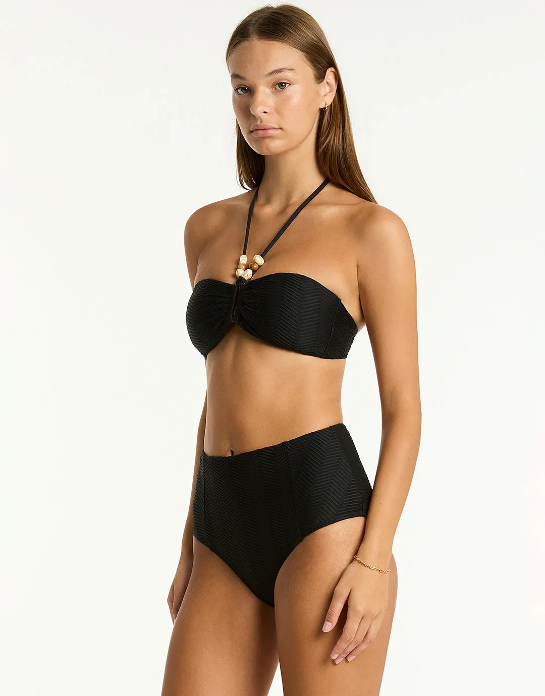 Caracus Ring Bandeau Bikini Top - Black