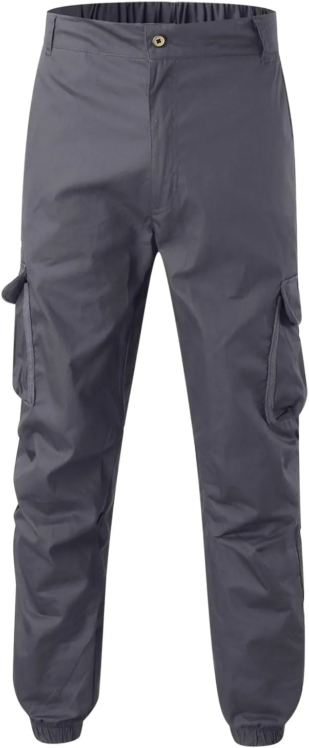 Cargo Pants for Men Relaxed Fit Big and Tall Button Casual Tactical Pants Lightweight Stretch Hiking Trousers with Pockets