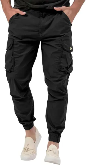 Cargo Pants for Men Relaxed Fit Big and Tall Button Casual Tactical Pants Lightweight Stretch Hiking Trousers with Pockets