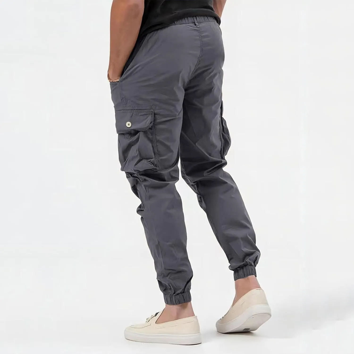 Cargo Pants for Men Relaxed Fit Big and Tall Button Casual Tactical Pants Lightweight Stretch Hiking Trousers with Pockets