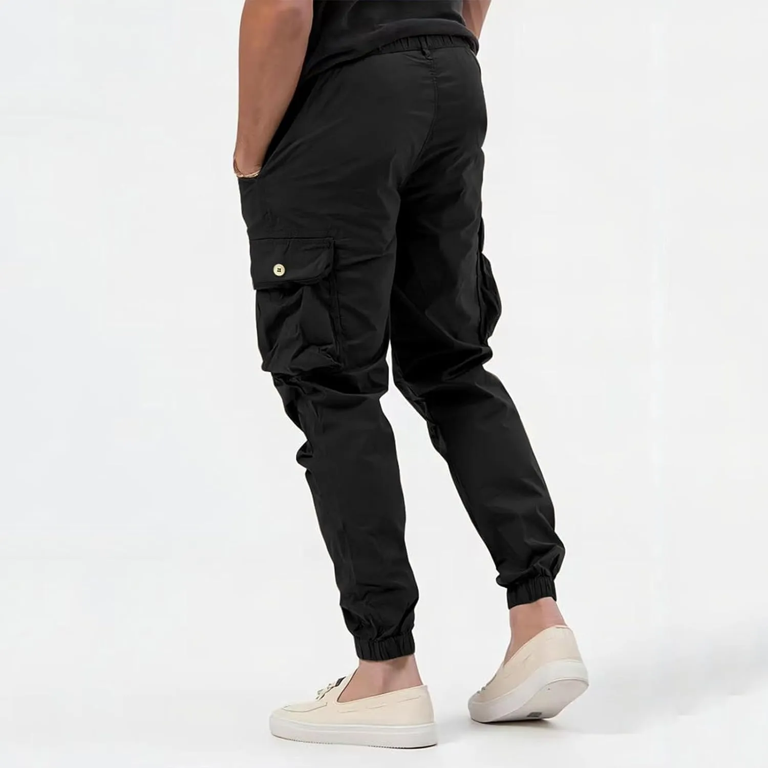 Cargo Pants for Men Relaxed Fit Big and Tall Button Casual Tactical Pants Lightweight Stretch Hiking Trousers with Pockets