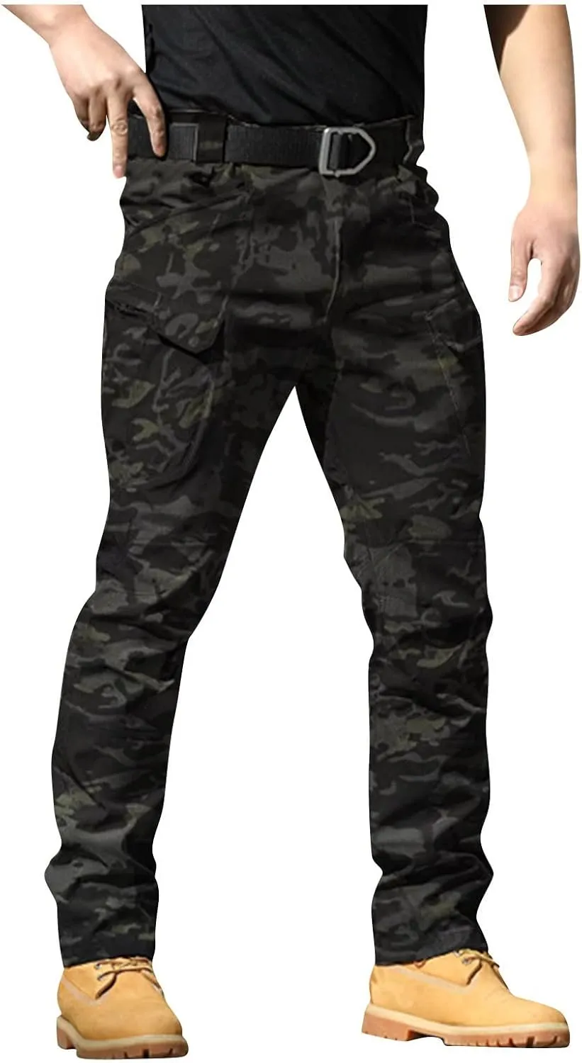Cargo Pants Men Baggy Ripstop Stretch Pants Multi Pockets Tapered Fit Pants Big and Tall Tactical Trousers Fashion