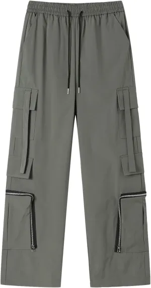 Cargo Pants Men Outdoor Stretch Overalls with Large Pockets Loose Soft Pants Rainproof Mens Big and Tall Cargo Pants