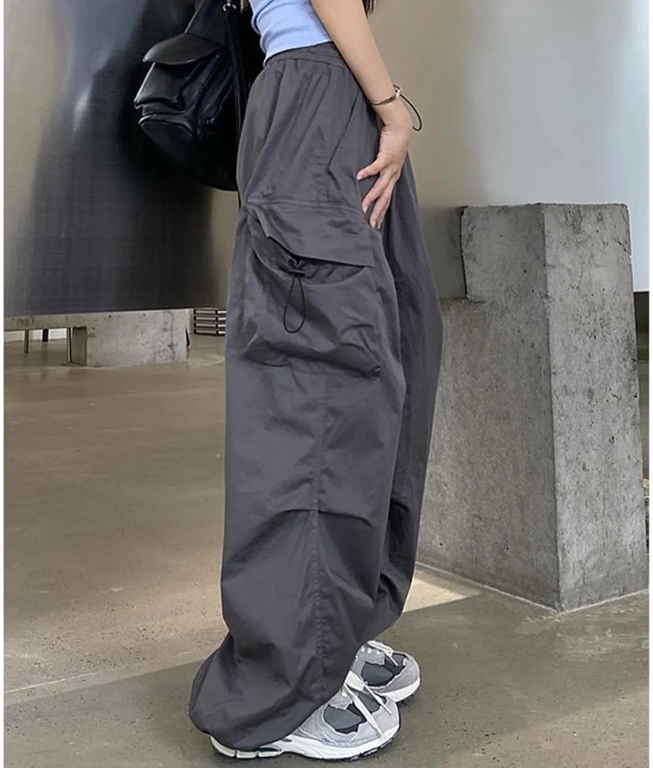 Cargo Pants Women Baggy Y2K High Waisted Plus Size Camo Parachute Track Pants Elastic Adjustable Hiking Joggers with Pockets