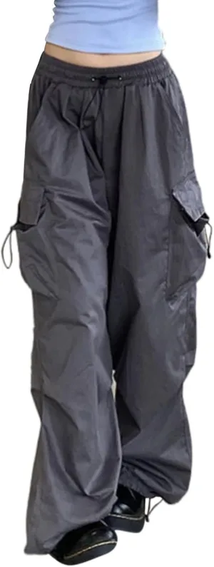 Cargo Pants Women Baggy Y2K High Waisted Plus Size Camo Parachute Track Pants Elastic Adjustable Hiking Joggers with Pockets