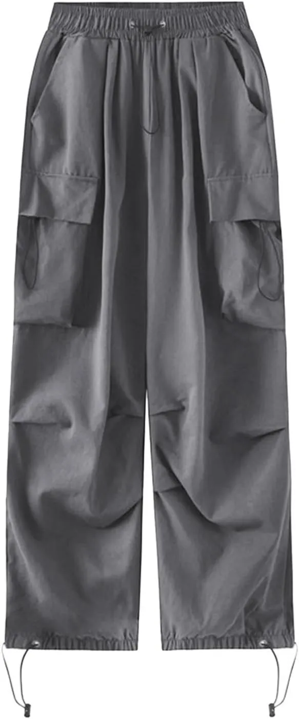 Cargo Pants Women Baggy Y2K High Waisted Plus Size Camo Parachute Track Pants Elastic Adjustable Hiking Joggers with Pockets