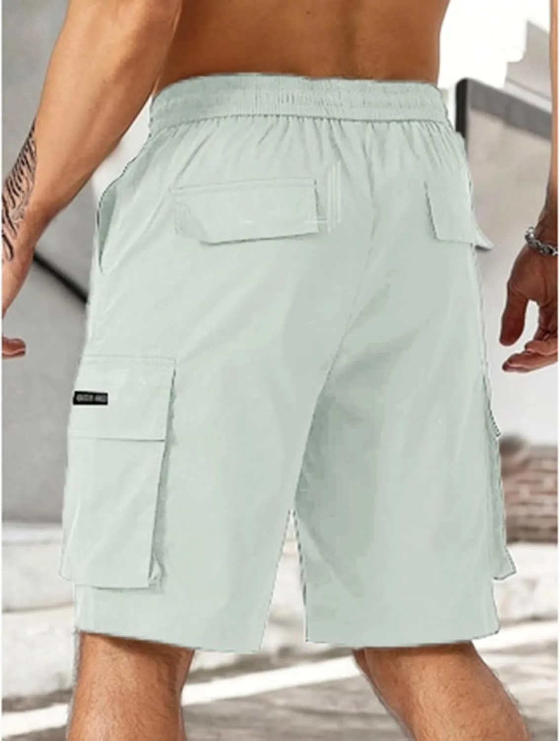 Cargo Shorts for Men Stretch Drawstring Baggy Work Pants Summer Multi Pockets Classic Outdoor Relaxed Hiking Shorts