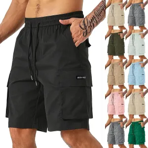 Cargo Shorts for Men Stretch Drawstring Baggy Work Pants Summer Multi Pockets Classic Outdoor Relaxed Hiking Shorts