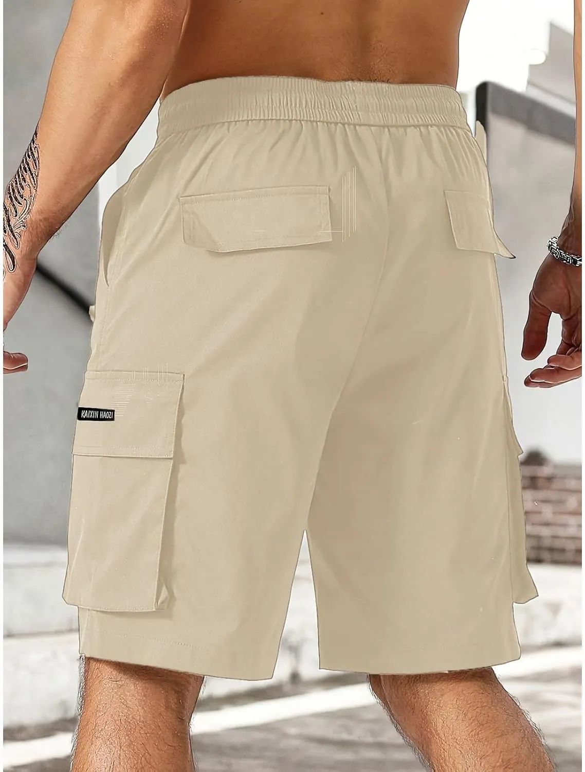 Cargo Shorts for Men Stretch Drawstring Baggy Work Pants Summer Multi Pockets Classic Outdoor Relaxed Hiking Shorts