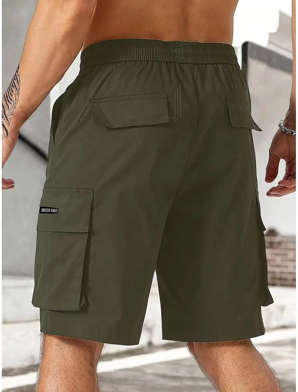 Cargo Shorts for Men Stretch Drawstring Baggy Work Pants Summer Multi Pockets Classic Outdoor Relaxed Hiking Shorts