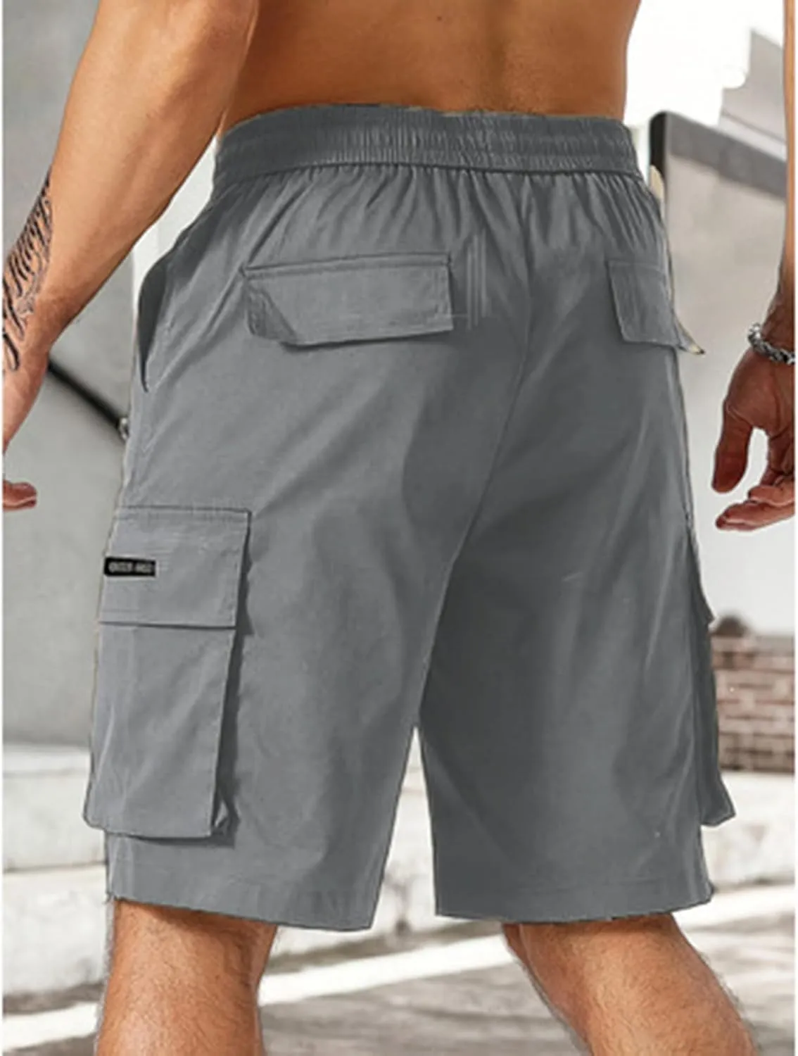 Cargo Shorts for Men Stretch Drawstring Baggy Work Pants Summer Multi Pockets Classic Outdoor Relaxed Hiking Shorts