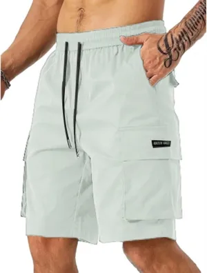 Cargo Shorts for Men Stretch Drawstring Baggy Work Pants Summer Multi Pockets Classic Outdoor Relaxed Hiking Shorts