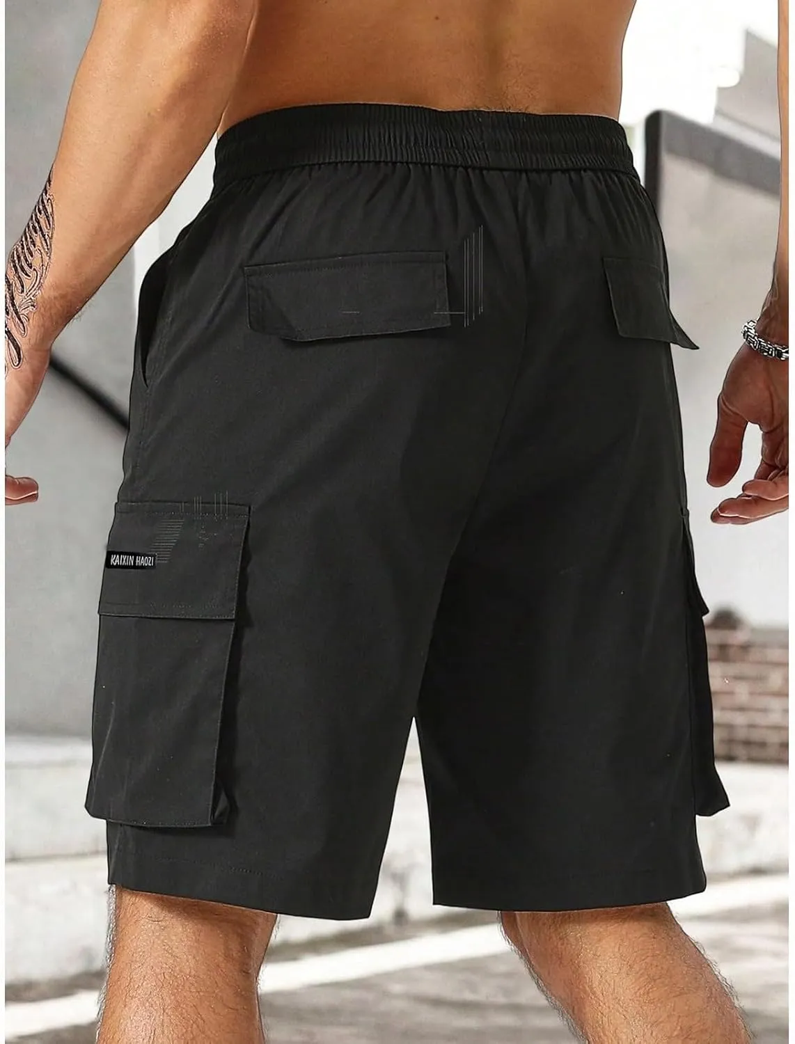 Cargo Shorts for Men Stretch Drawstring Baggy Work Pants Summer Multi Pockets Classic Outdoor Relaxed Hiking Shorts