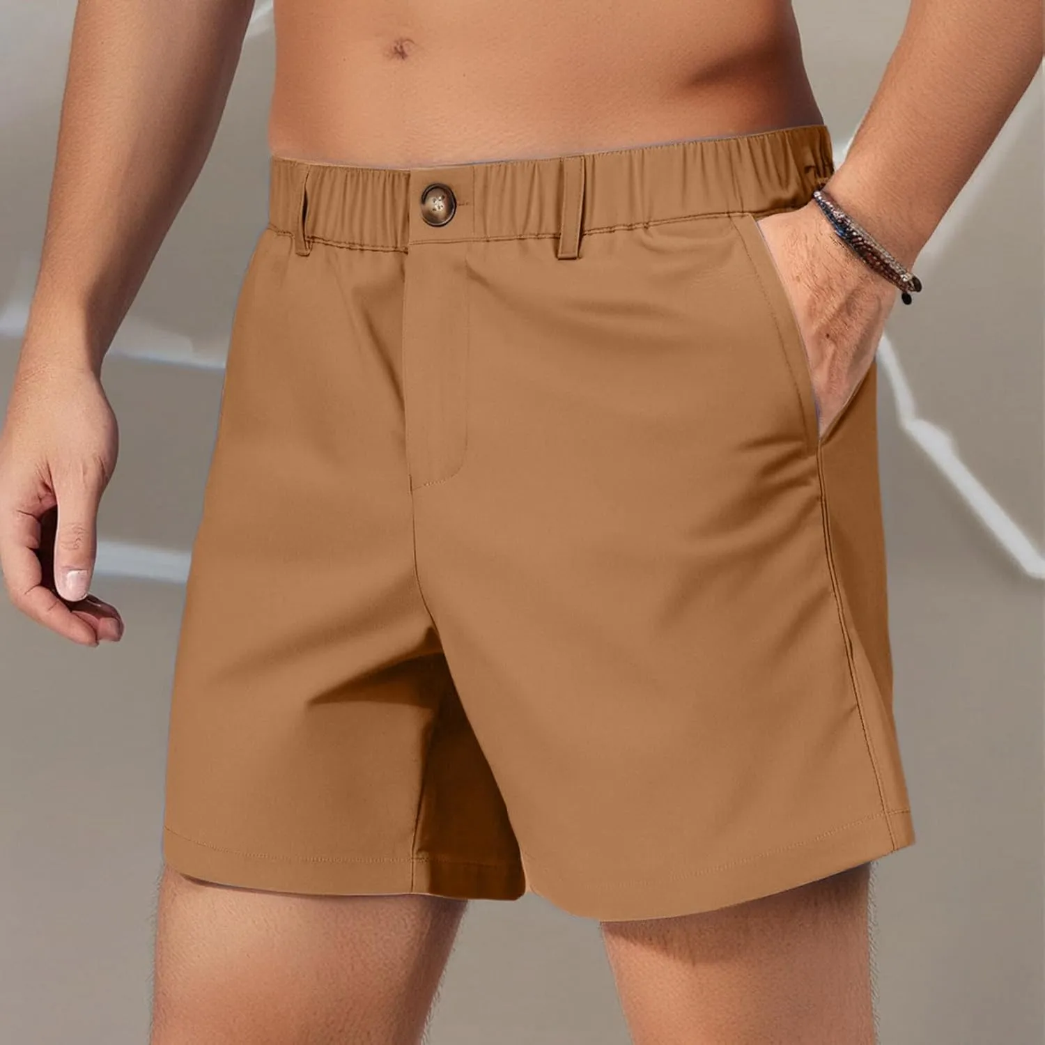 Cargo Shorts Men Summer Elastic Waist Wide Leg Shorts Baggy Comfy Classic Outdoor Quick Dry Hiking Pants with Pockets