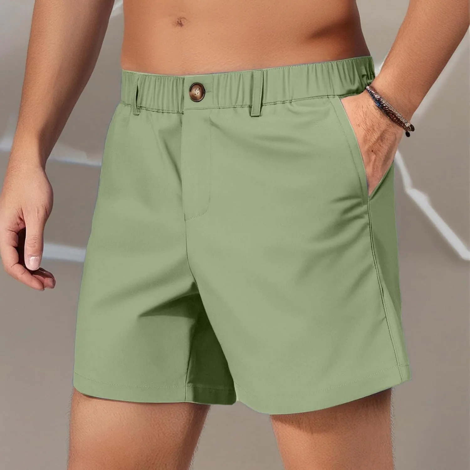 Cargo Shorts Men Summer Elastic Waist Wide Leg Shorts Baggy Comfy Classic Outdoor Quick Dry Hiking Pants with Pockets