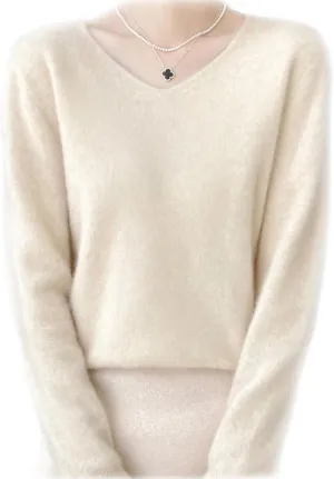 Cashmere Sweaters for Women, 100% Cashmere Soft V Neck Warm Luxurious Lightweight Long Sleeve Pullover Sweater