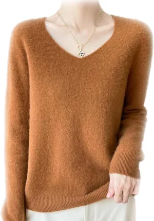 Cashmere Sweaters for Women, 100% Cashmere Soft V Neck Warm Luxurious Lightweight Long Sleeve Pullover Sweater