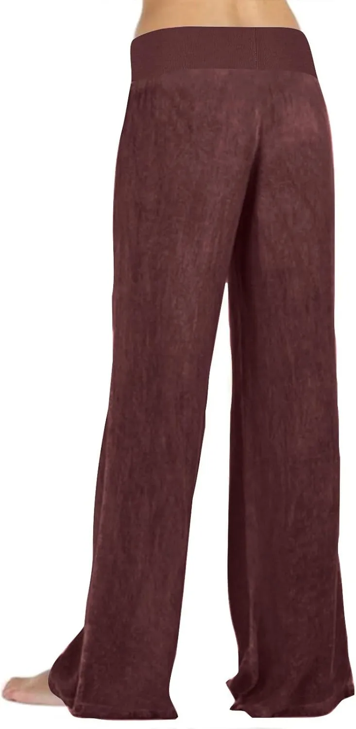 Casual Elastic Waist Trousers for Women Baggy Wide Leg Pants Trendy High Waisted Pants Soft Comfy Lounge Pants