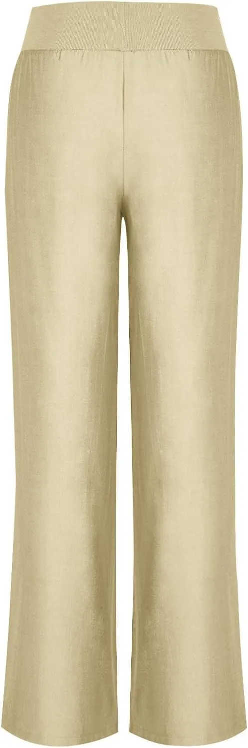 Casual Elastic Waist Trousers for Women Baggy Wide Leg Pants Trendy High Waisted Pants Soft Comfy Lounge Pants