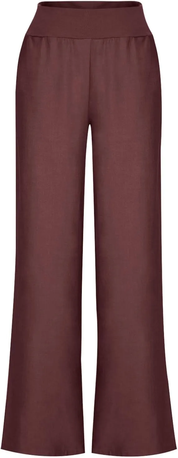 Casual Elastic Waist Trousers for Women Baggy Wide Leg Pants Trendy High Waisted Pants Soft Comfy Lounge Pants