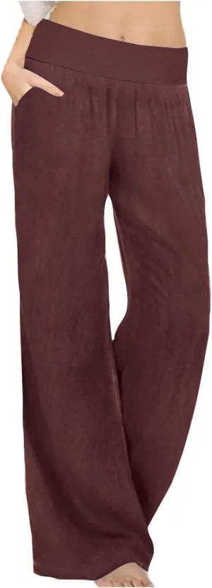 Casual Elastic Waist Trousers for Women Baggy Wide Leg Pants Trendy High Waisted Pants Soft Comfy Lounge Pants