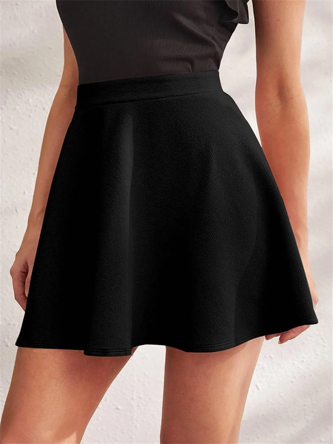 Casual Mini Skirts for Women Summer Elastic High Waisted Skort Lightweight Ruffle Hem Flared Skater Short Skirt 2025