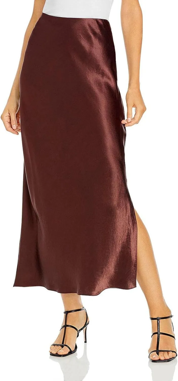 Casual Skirts for Women Womens High Waist Skirt Solid Satin Dress Elastic Waist Elegant Skirt Sweater