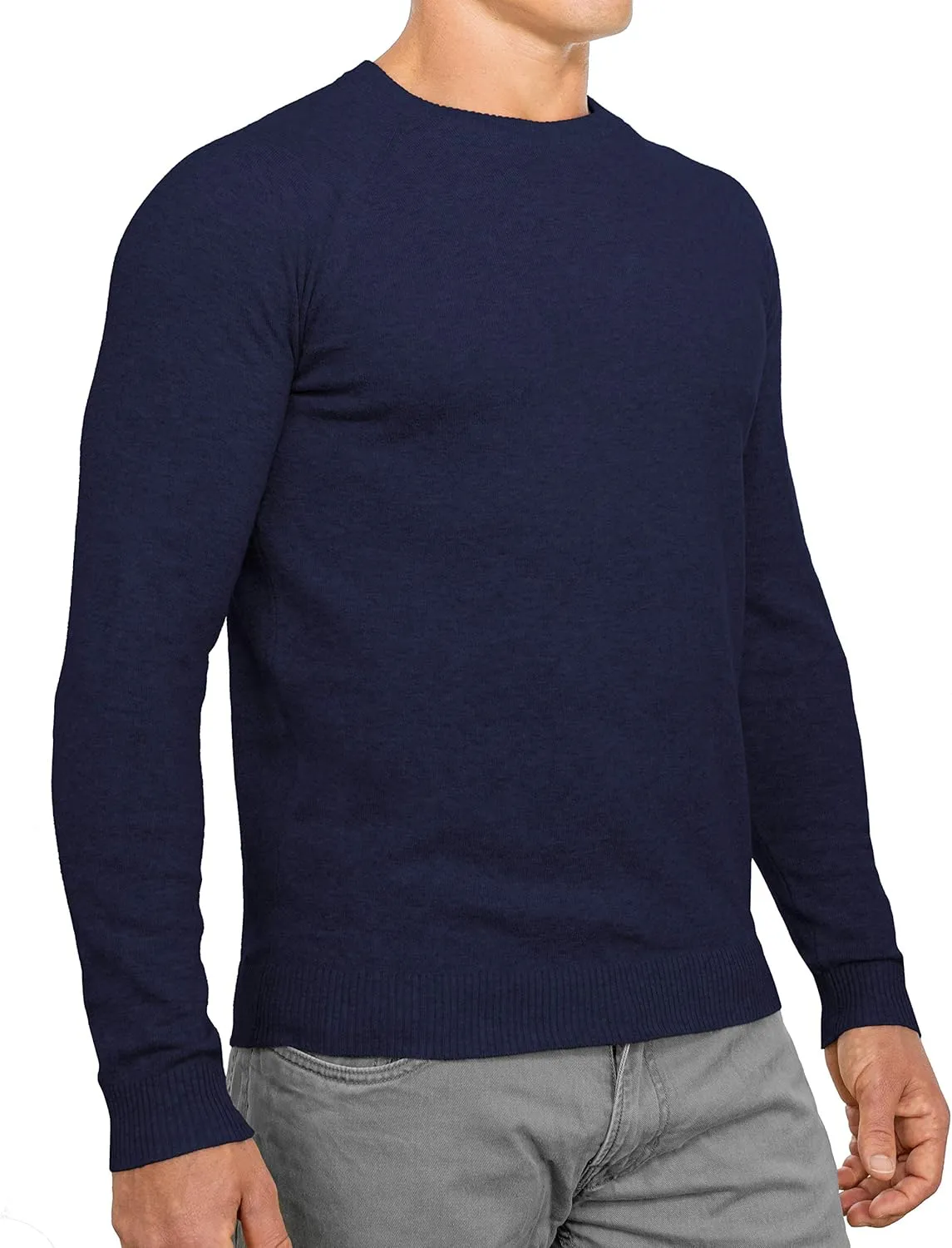 CC Perfect Slim Fit Crewneck Sweaters for Men | Lightweight Breathable Mens Sweater | Soft Fitted Pullover for Men