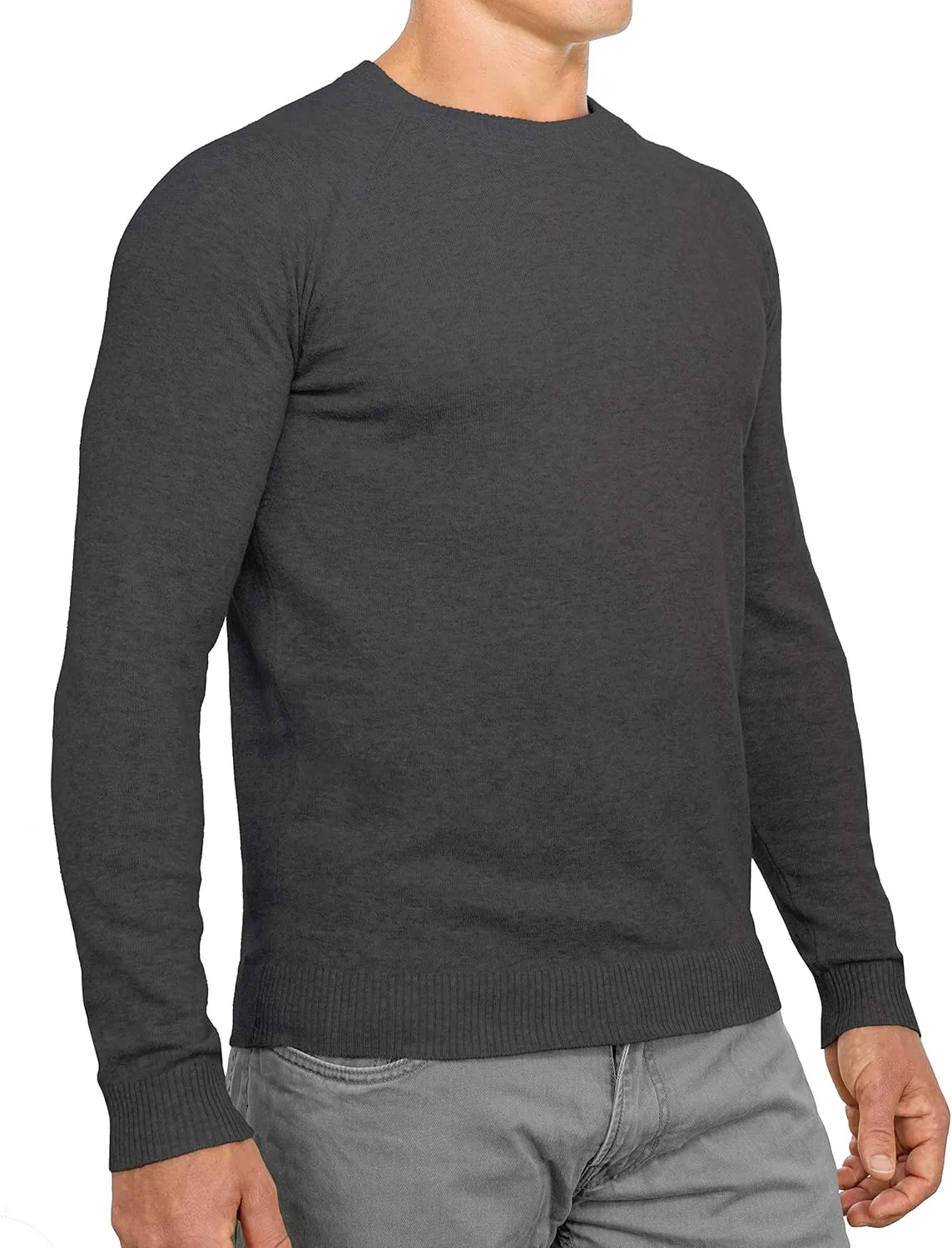 CC Perfect Slim Fit Crewneck Sweaters for Men | Lightweight Breathable Mens Sweater | Soft Fitted Pullover for Men