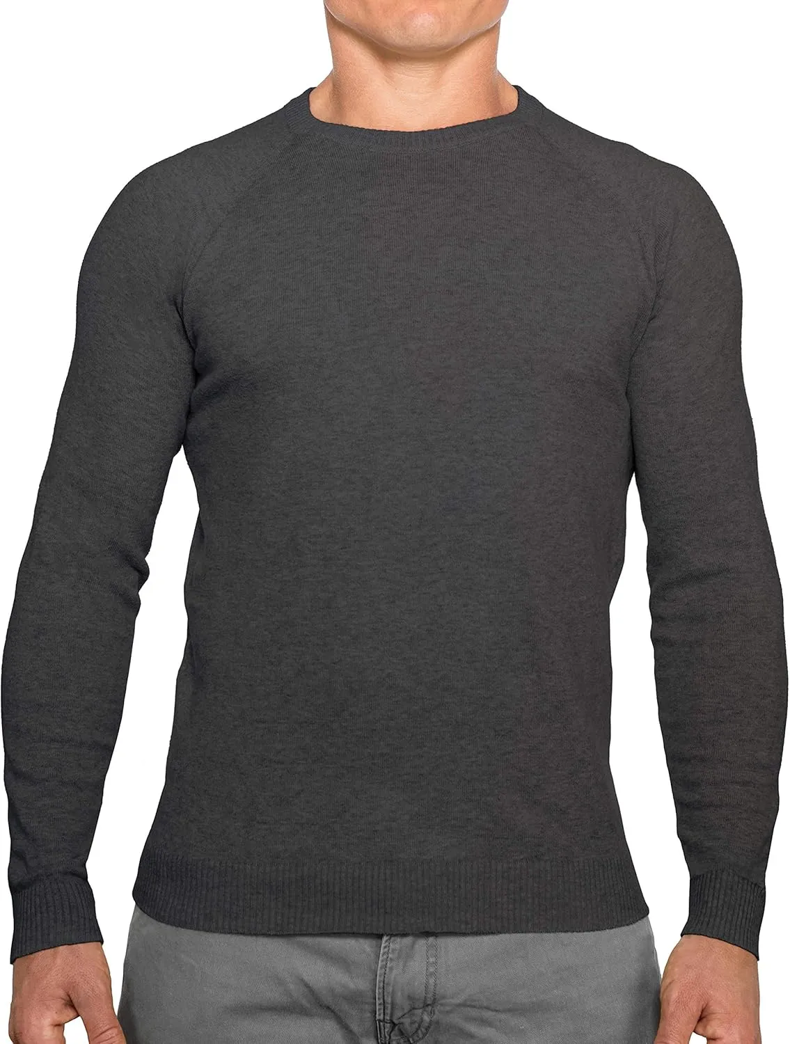CC Perfect Slim Fit Crewneck Sweaters for Men | Lightweight Breathable Mens Sweater | Soft Fitted Pullover for Men