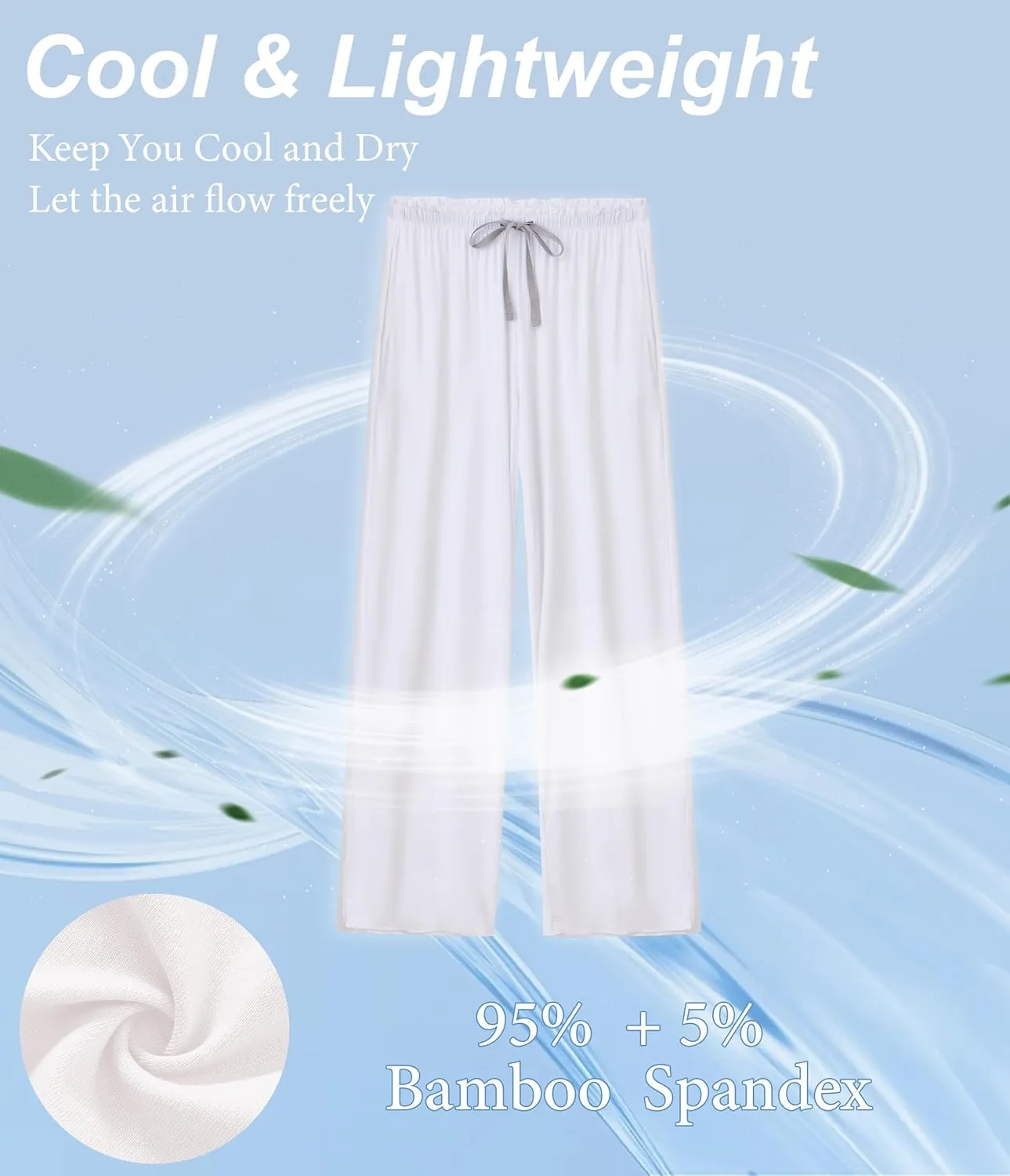 CF Women Bamboo Rayon Pajamas Pants Casual Loose Wide Leg Sleep Pants Soft Comfy Sleepwear for Lounge with Pockets