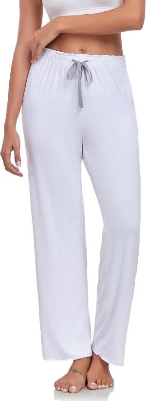 CF Women Bamboo Rayon Pajamas Pants Casual Loose Wide Leg Sleep Pants Soft Comfy Sleepwear for Lounge with Pockets