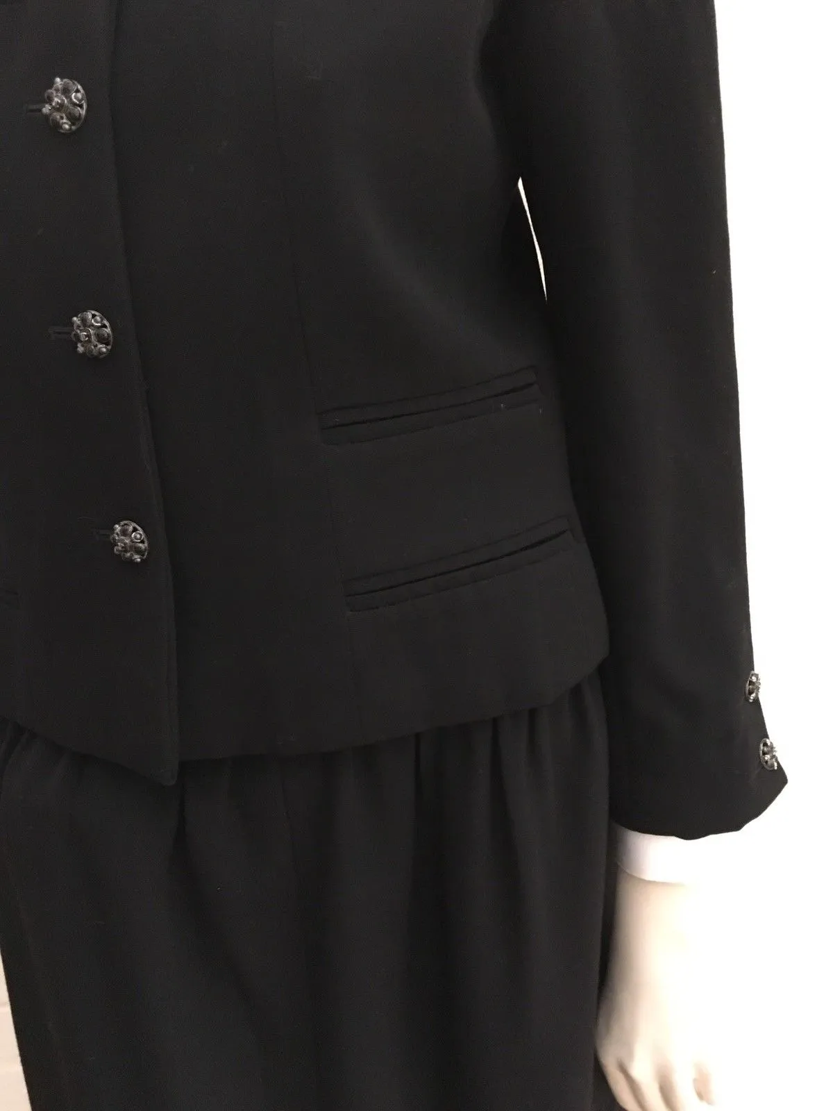 Chanel 06A Couture Black Wool Iconic 2-piece skirt suit  Ladies