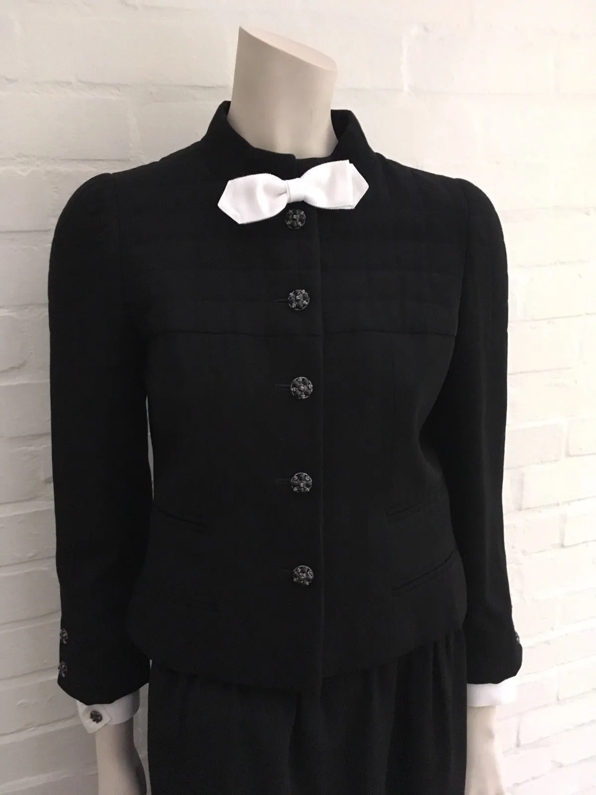 Chanel 06A Couture Black Wool Iconic 2-piece skirt suit  Ladies